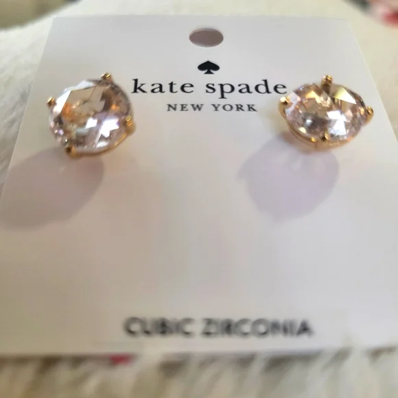 Kate Spade Gold and Clear Stud Earrings - Picture 2 of 5